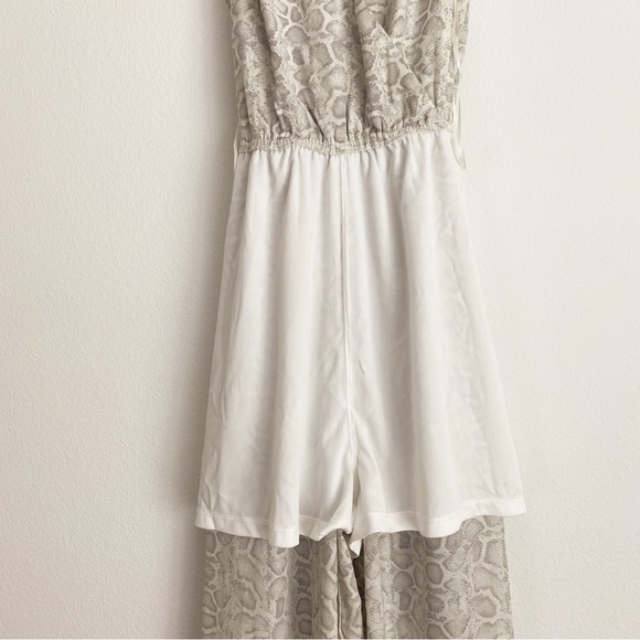 Hem & Thread Surplus Snake Print Belted Wide Leg Jumpsuit Silver/Brown S (4/6) - Picture 10 of 12